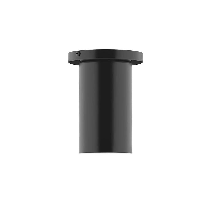 3.5 inch black flush mount ceiling light fixture with round canopy and smooth cylinder