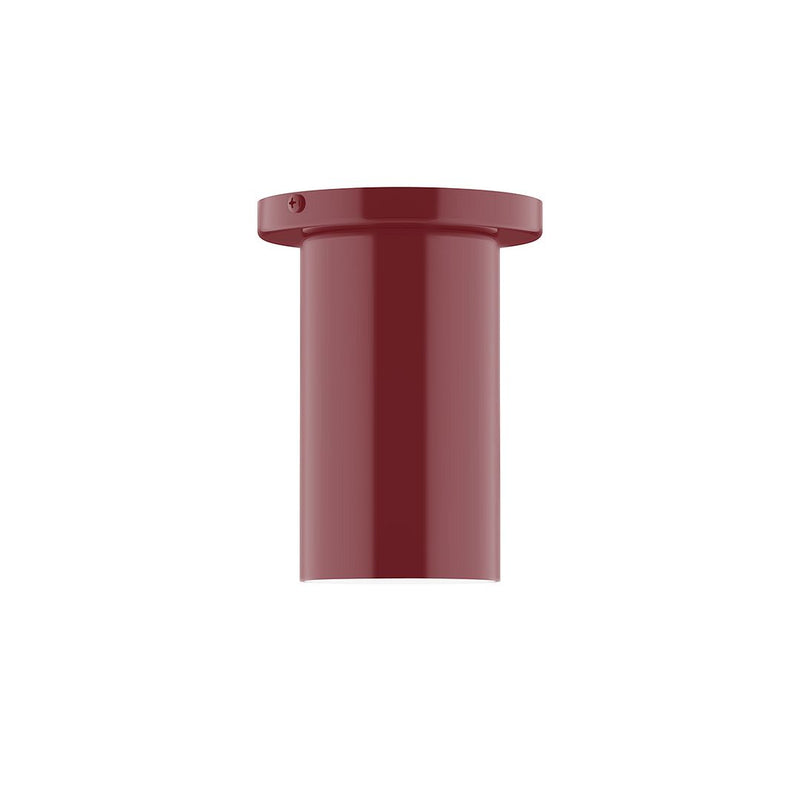 Barn Red flush mount beam ceiling light fixture, round canopy and cylindrical housing