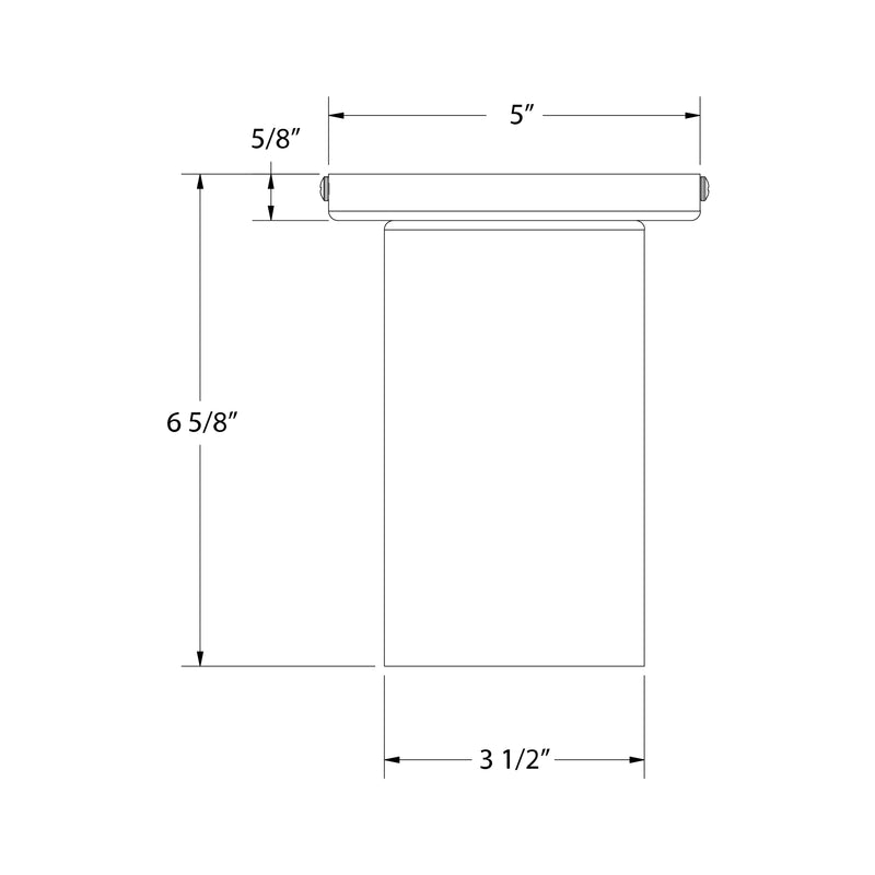LED flush mount dimensions: 5 in wide, 6 5/8 in high, 3 1/2 in deep