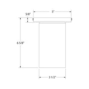 Slate gray LED flush mount dimensions: 5 in wide, 6 5/8 in high