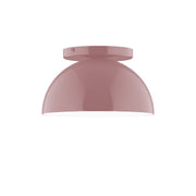 Mauve dome glass flush mount ceiling fixture with 8-inch shade