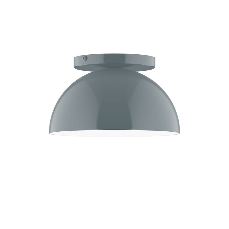Slate gray LED flush mount ceiling light with curved dome shade, 8 in