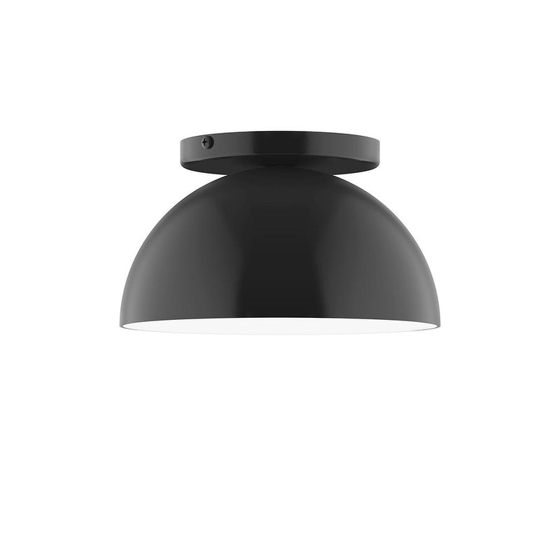 Arcade LED flush mount ceiling light with black dome shade and round ceiling plate