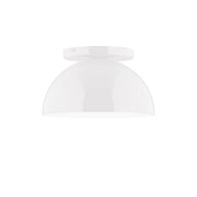 White LED flush mount ceiling light with dome-shaped frosted glass shade