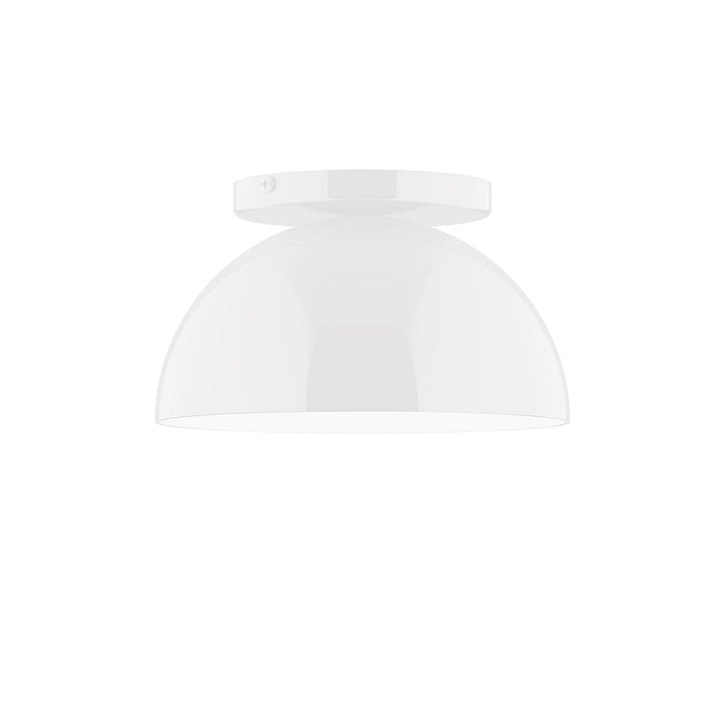 White LED flush mount ceiling light with dome-shaped frosted glass shade