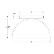 Flush mount ceiling light dimension diagram for mauve glass globe, 8" width