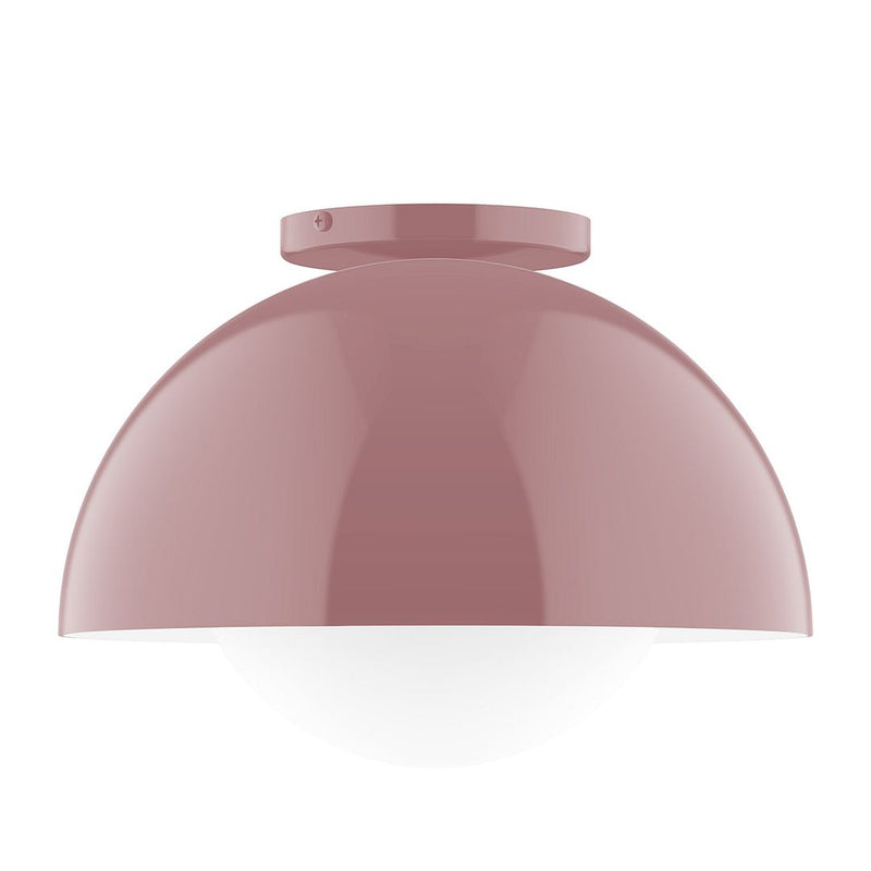 Mauve glass globe flush mount ceiling light with round canopy