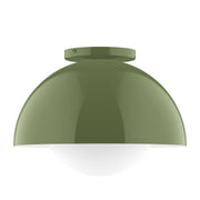 Fern green glass globe flush mount light with round canopy