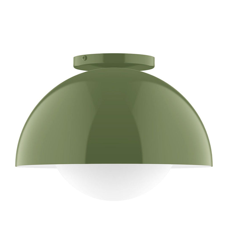 Fern green glass globe flush mount light with round canopy