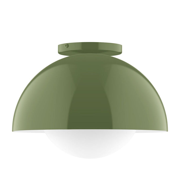 Axis Arcade 12" Flush Mount with Glass Globe in Fern Green