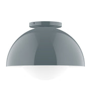 Slate gray flush mount glass globe light with domed cap and rounded globe shade