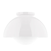 White glass globe flush mount light with round white canopy
