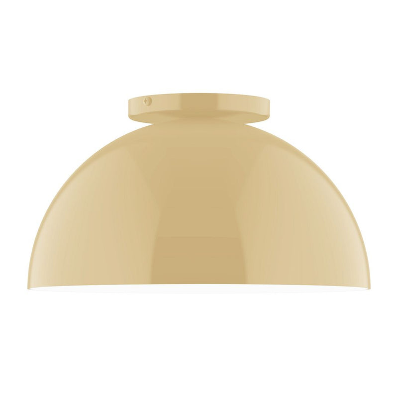 Ivory dome LED flush mount ceiling light with flat top trim, 12 in width