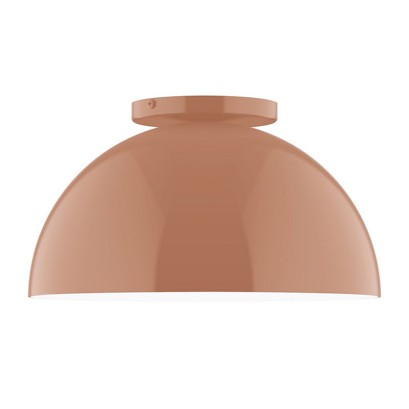 Terracotta dome flush mount ceiling light with curved glass shade
