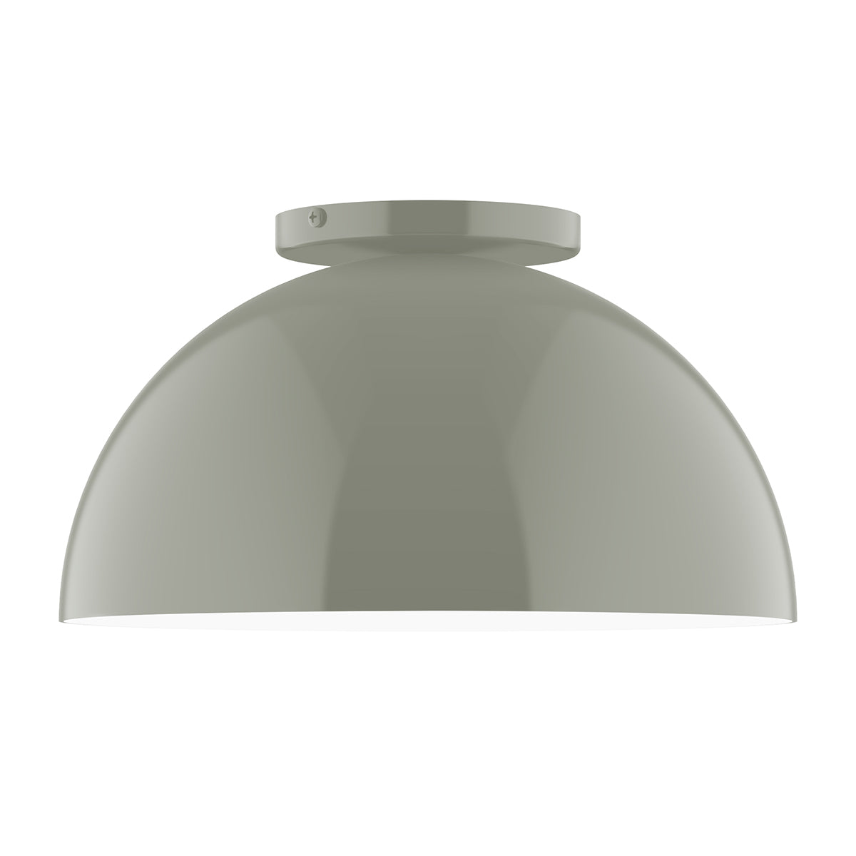 Arcade 12 in flush mount light, moss green dome shade and round ceiling canopy