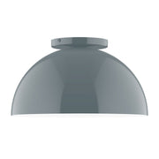 Slate gray LED flush mount with domed diffuser and 12-inch wide housing
