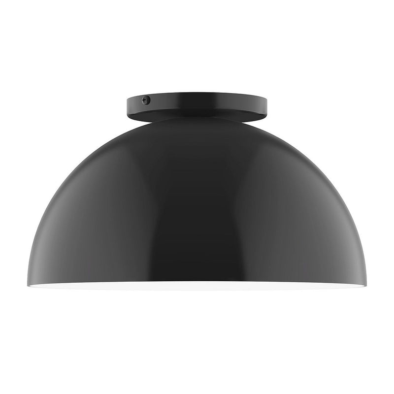 Black 12-in flush mount ceiling light with dome shade and flat canopy