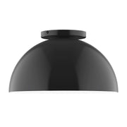 Black LED flush mount ceiling light with domed shade and circular trim