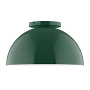 Forest green dome flush mount ceiling light with round canopy and smooth shade