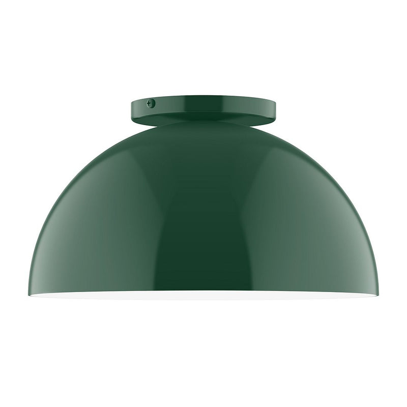Forest green dome flush mount ceiling light with round canopy and smooth shade