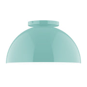 Sea green flush mount dome light with flat ceiling canopy