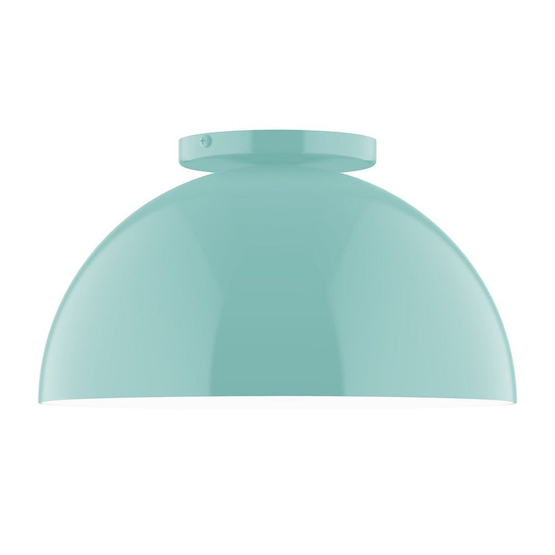 Sea green flush mount dome light with flat ceiling canopy