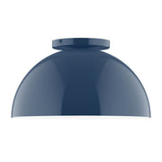 Navy dome LED flush mount light with wide circular canopy