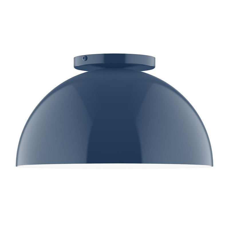 Navy dome LED flush mount light with wide circular canopy