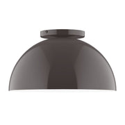 12 in flush mount ceiling light with bronze dome shade, smooth curved profile