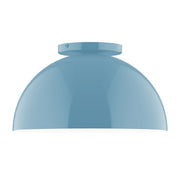 Light blue dome flush mount ceiling light with round top canopy