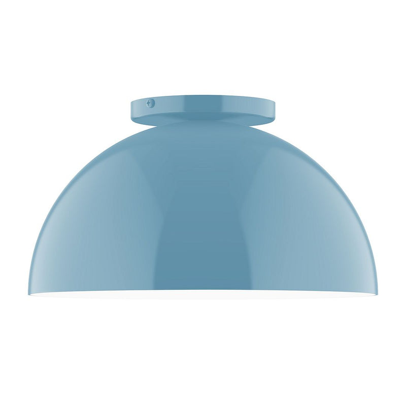 Light blue dome flush mount ceiling light with round top canopy