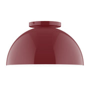 Barn red dome flush mount ceiling light with flat rim