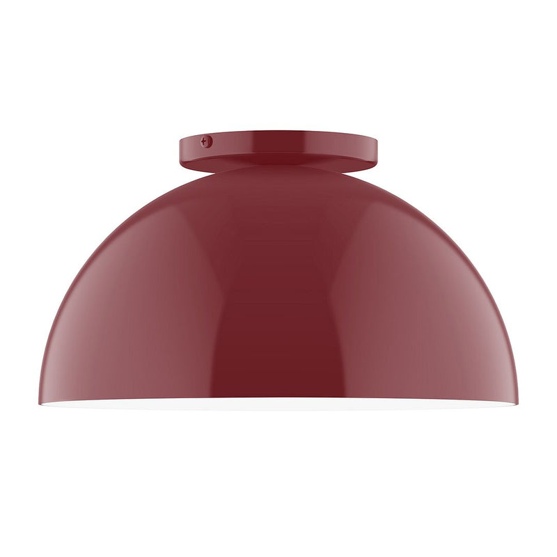 Barn red LED flush mount light with domed shade