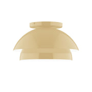 Ivory flush mount ceiling light with domed layered shade