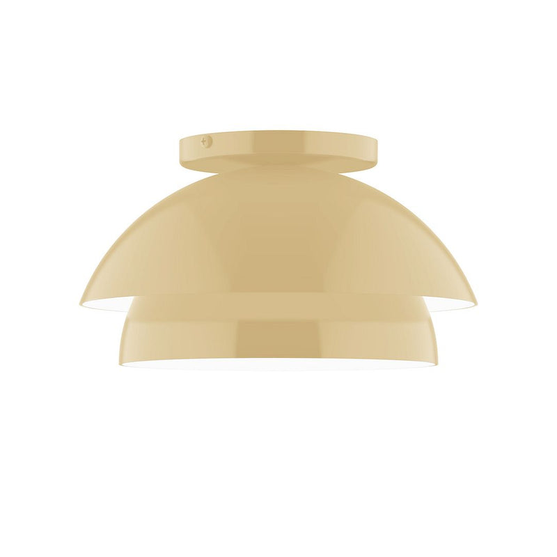 Ivory flush mount ceiling light with domed layered shade
