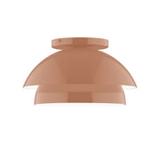 Terracotta LED flush mount ceiling light with two-tier dome shade