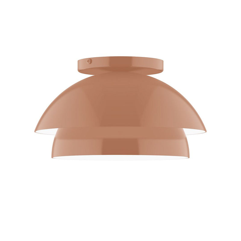 Terracotta LED flush mount ceiling light with two-tier dome shade