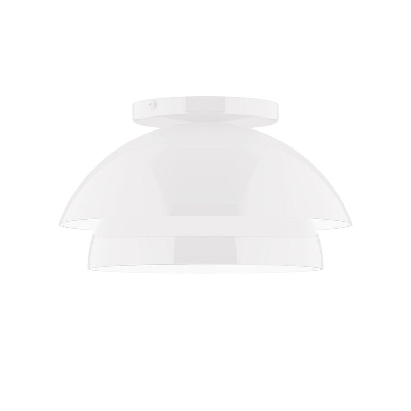 White 10 in flush mount ceiling light with dome glass shade