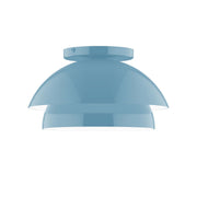 Light blue flush mount ceiling light with rounded dome shade