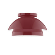 LED flush mount ceiling light with two-tier barn red shade