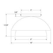 Terracotta LED flush mount ceiling light diagram, 10" wide and 5" high