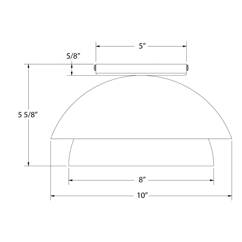 Terracotta LED flush mount ceiling light diagram, 10" wide and 5" high