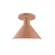 Terracotta flush mount ceiling light with flared cone shade and round canopy
