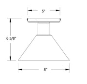 Ceiling flush mount diagram: 8 in wide, 6 5/8 in high shade