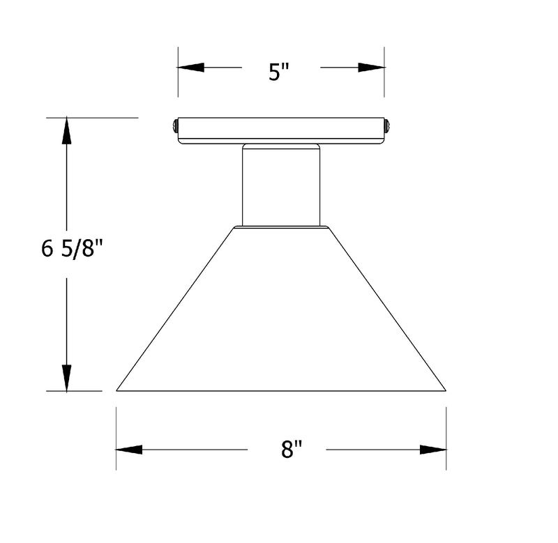Ceiling flush mount diagram: 8 in wide, 6 5/8 in high shade