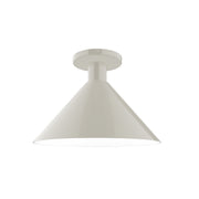 12-inch flush mount ceiling light with conical silk-gray shade and round canopy