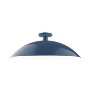 Navy dome flush mount ceiling light with smooth metal shade and center mounting stem
