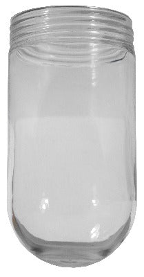 Clear glass jar with ribbed sides and rounded base