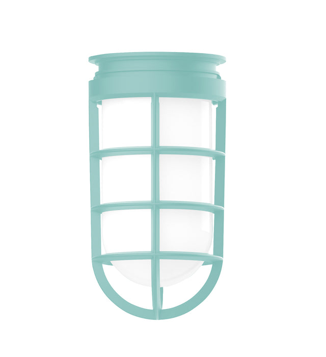 Warehouse 8" LED Curved Arm Wall Light in Sea Green