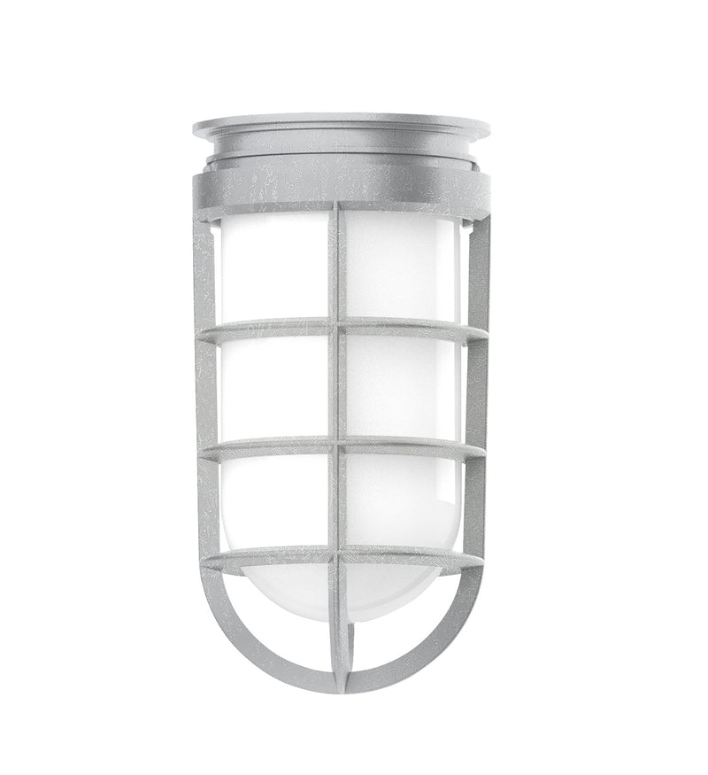 Two-light pendant with frosted glass lantern and painted metal cage frame